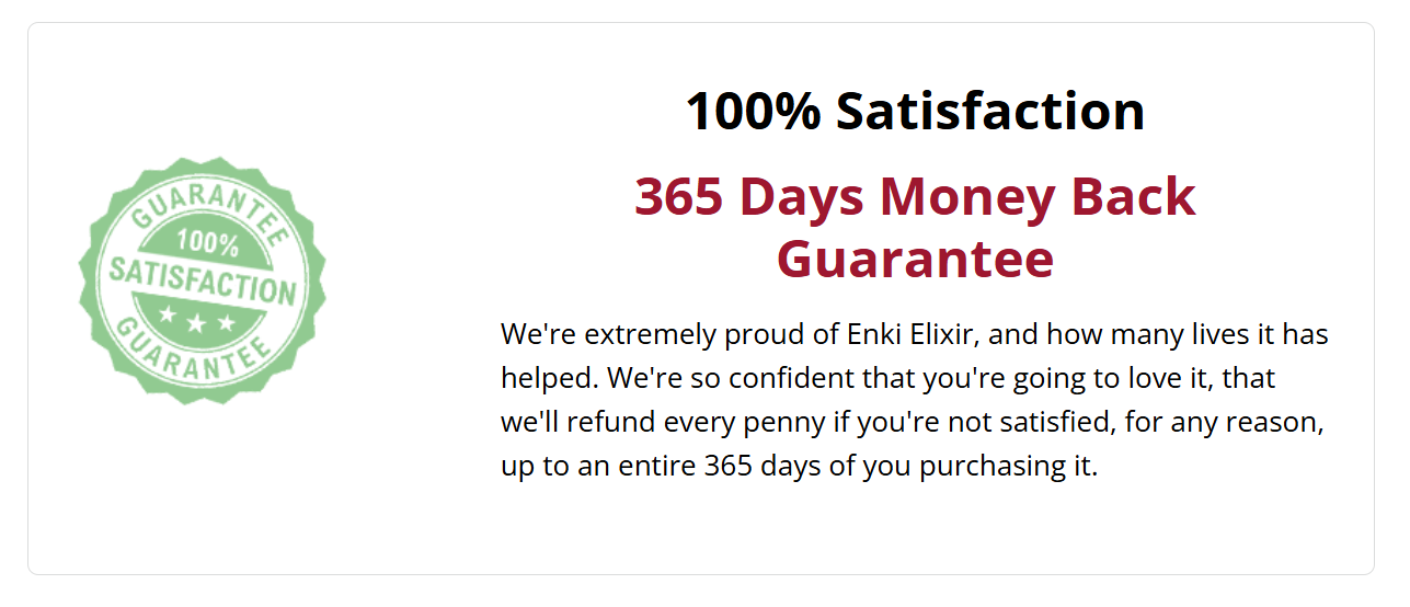 Enki-Elixir Money Back Guarantee